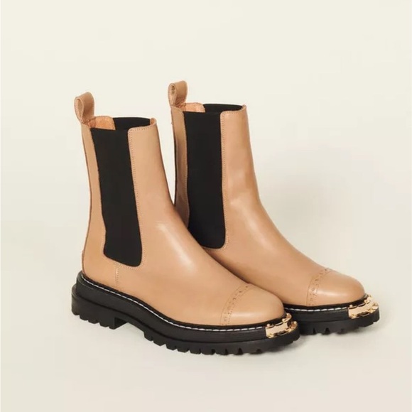 NWB Sandro Noha Leather Boots - Picture 1 of 7
